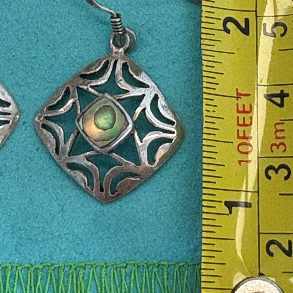 Abalone Shell Silver Earrings - Picture 4 of 4